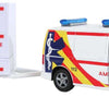 Ambulancia transportadora vw globo para niños con remolque