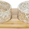 TRIXIE Set Feeding Bucket Bin Ceramic Bamboo Naturaleza blanca