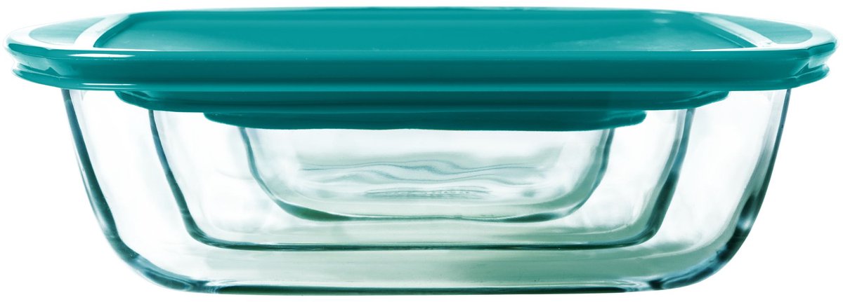 Pyrex - plato rectangular para tienda de cocina con tapa, juego de 3 piezas - vidrio de borosilicato - transparente -