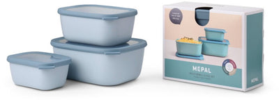 Mepal - set contenitori per alimenti multiciotola cirqula - 750 + 1500 + 3000 ml - rettangolare - blu nordico