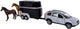 Kids Globe Die Cast Volvo XC90 con remolque de caballos, 27 cm