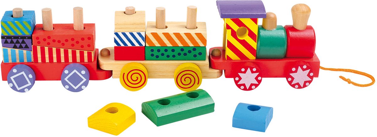 Pequeño tren de madera de madera trenes, 16dlg.