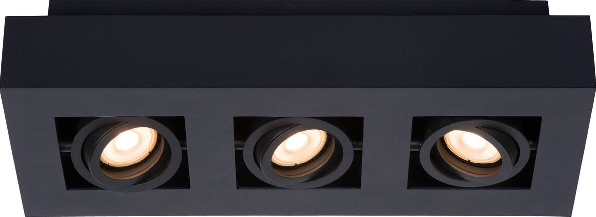 Lucide xirax - faretto da soffitto (lampada da soffitto) - led dimmerabile caldo - gu10 - 3x5w 2200k 3000k - nero