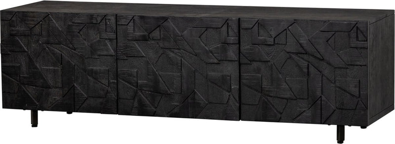Mueble TV de madera - mango - negro - 50x160x45