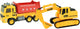 Cars trucks vehicool kiepwagen met graafmachine