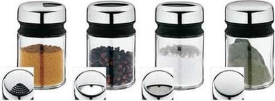 Deposito WMF - barattoli per spezie - 4 pezzi - acciaio inossidabile - coperchio trasparente - per erbe fresche