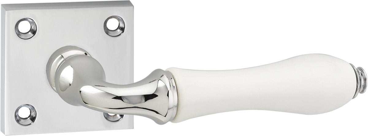 Tirador de puerta Impresso - perth - para interior - cuadrado con tornillos - cromado - blanco - 2 piezas