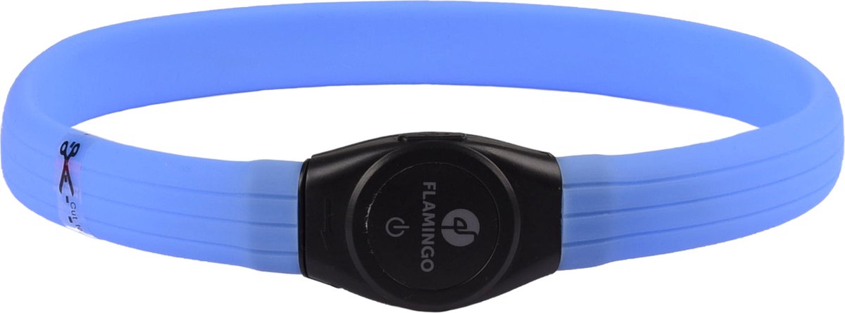 Collar para perros Flamingo LED recargable - ilona visio azul - 35-64cm - collar luminoso con USB 3 posiciones - visible hasta 500m