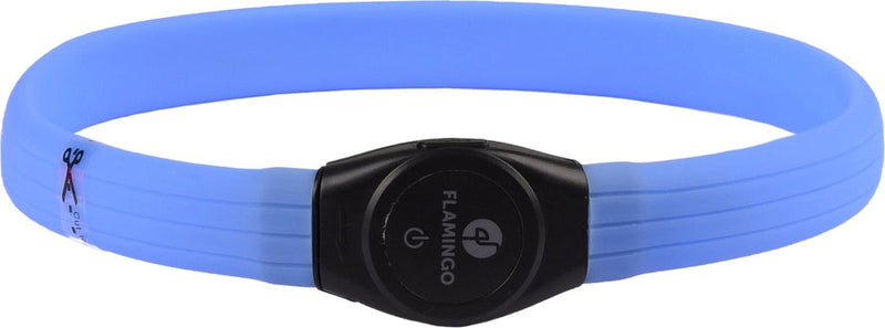 Collar para perros Flamingo LED recargable - ilona visio azul - 35-64cm - collar luminoso con USB 3 posiciones - visible hasta 500m