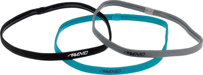 Fascia elastica per capelli sportiva Avento - 3 pezzi - blu nero grigio - antiscivolo