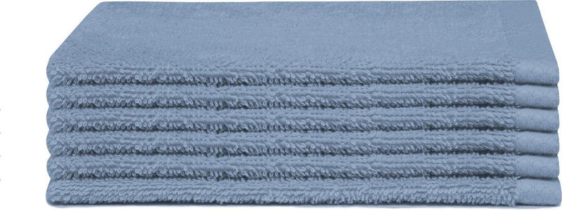 Seahorse pure - washandjes - 16x21 cm - denim - set van 6