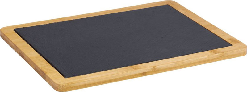 Westmark servierbrett bambus- und naturschieferplatte zum anrichten, rectangular, fläche: 33 x 25 cm, bambus schiefer, tapas + friends, hellbraun antracita, 69442270