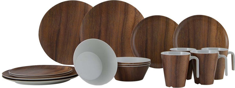 Gimex - linea natura - stoviglie - legno - 16 pezzi