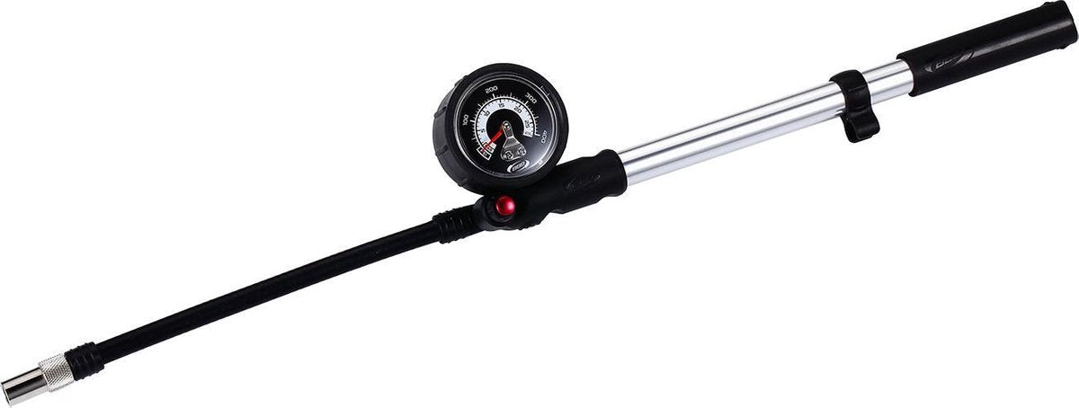 Pompa per forcella anteriore Bbb cycling airshock - mini pompa da bicicletta con manometro ammortizzatori e forcelle anteriori - 28 bar - nero argento - bmp-29