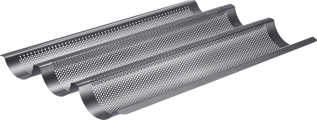 Teglia per baguette Westmark, per 3 baguette, lunghezza: 38,5 cm ciascuna, acciaio, rivestimento antiaderente, lunga, antracite, 32982260