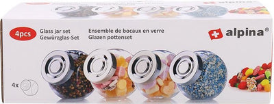 Alpino | barattoli di vetro con coperchio | set di 4 barattoli di vetro con coperchio | barattoli di spezie | barattoli di caramelle |