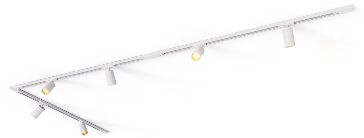 Calex railverlichting - 3 meter - gu10 fitting - 6 spots - opbouwspot - wit - 1 fase