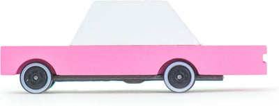 Candylab Toys Candycar World: sedán rosa (f236) 8,9x4,1x3cm, fundición a presión de madera, magnético, en caja de regalo, 3+