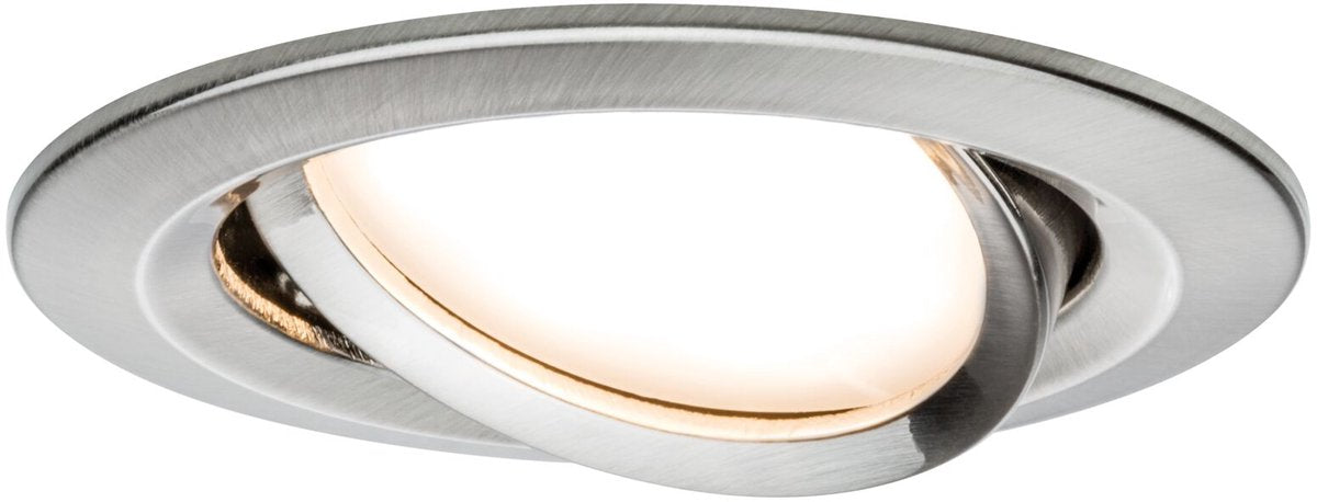 Paulmann LED empotrable nova plus moneda lámpara individual orientable redonda 84 mm 50° moneda 6w 470lm 230v regulable 2700k acero cepillado