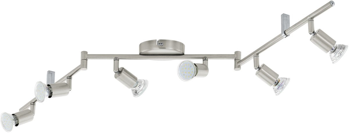 Eglo buzz - plafondspots - 6 lichts - led - nikkel-mat