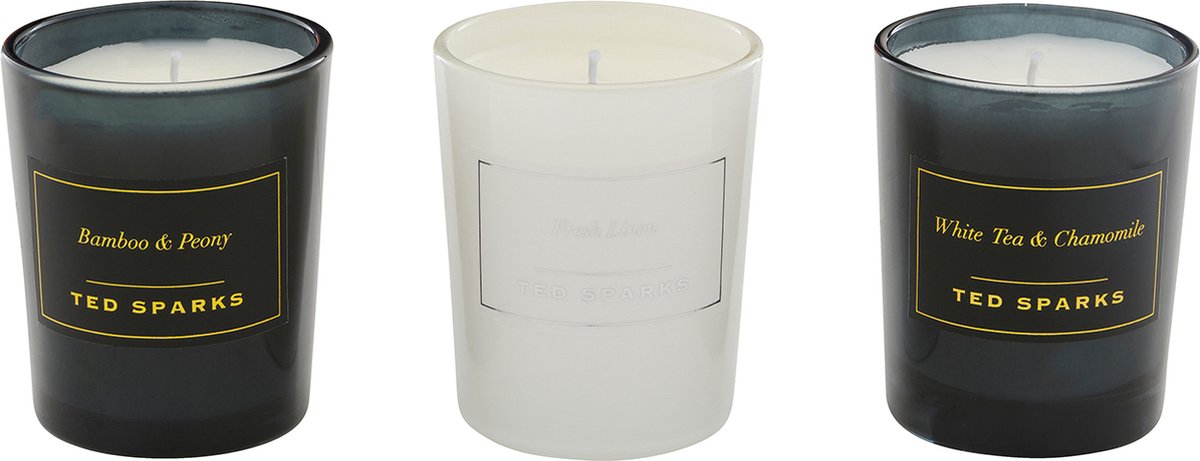 Ted sparks - mini candle gift set - 3 geurkaarsen in prachtige geschenkverpakking