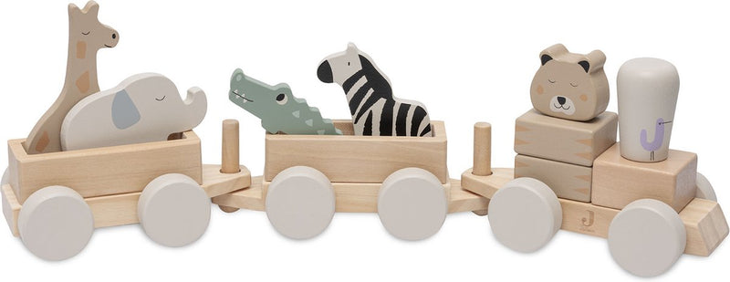 Jollein - tren de juguete de madera - jambo de la selva - animales de la selva - vehículo de juguete de madera - 100% fsc