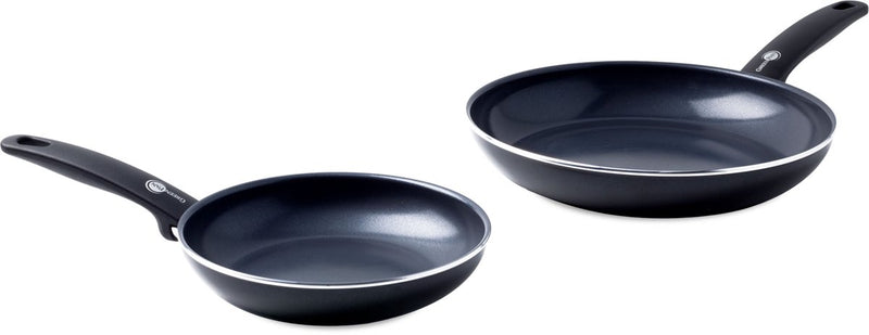 Greenpan Cambridge set di padelle 2 pezzi - 20 28 cm - rivestimento antiaderente senza pfas - set di padelle per induzione - padella in ceramica - resistente al forno fino a 180°C - manici freddi - nero