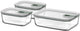 Mepal glazen vershouddoos set easyclip - 2x 700 + 1500 ml - glazen vershoudbakjes met schuifsluiting - geschikt voor magnetron. (stoom)oven. koelkast en vriezer - nordic sage