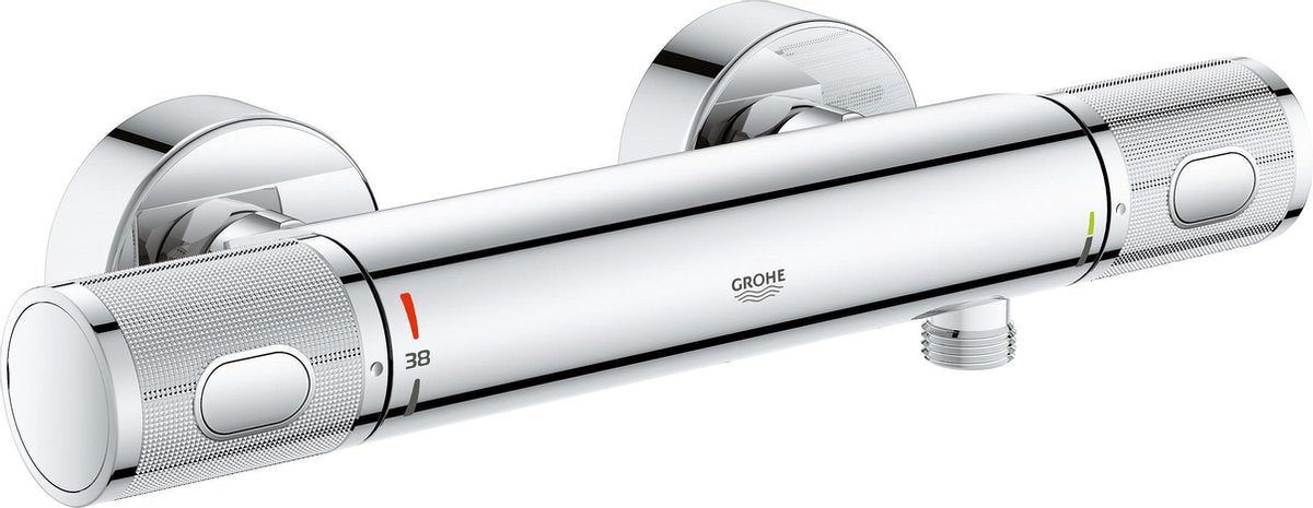 Grohe precision feel thermostatische douchekraan - 12 cm - waterbesparend - met cooltouch technologie - inclusief koppelingen - chroom