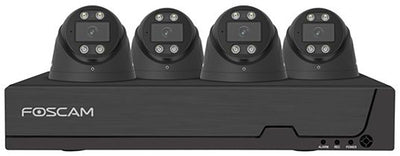 Foscam fn9108e-t4-2t kit security camera set - 4 cameras - poe - 2TB memory - night vision 20m - 5mp - black