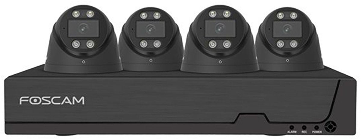 Foscam fn9108e-t4-2t kit conjunto de cámaras de seguridad - 4 cámaras - poe - memoria 2TB - visión nocturna 20m - 5mp - negro