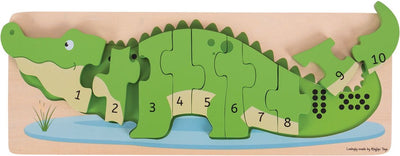 Bigjigs Wooden Tel Puzzle Crocodile, 10st.