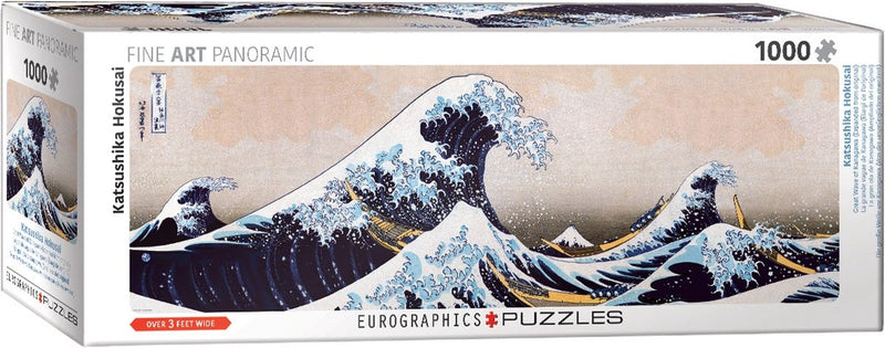 Eurographics - la gran ola de kanagawa (ampliada en comparación con el original) [神奈川沖浪裏 kanagawa-oki nami ura] - katsushika hokusai - 1000 piezas 96×32cm (w×h) - rompecabezas panorámico de bellas artes