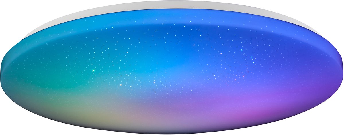 Brilliant kieran - plafondlamp - ø 49cm - led 42w - sterrenhemel effect - cct, 3000-6500k - wit en rgb kleuren - dimbaar - wit