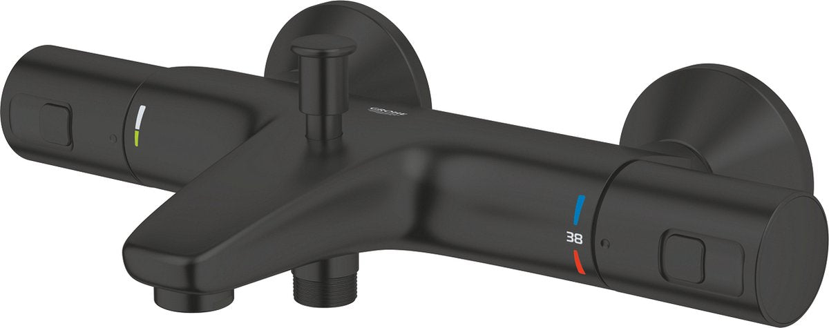 Grohe precision start thermostatische badkraan - 15 cm - waterbesparend - met omstelling - inclusief koppelingen - mat zwart