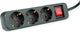 Roline 3-way socket with switch, black, 10 m