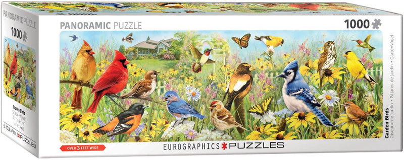 Eurographics - pájaros de jardín [pájaros de jardín] - greg giordano - 1000 piezas 96×32cm (ancho×alto) - rompecabezas panorámico