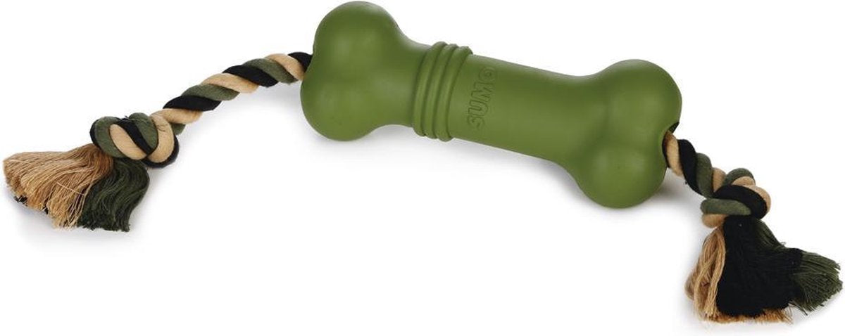 Beeztees sumo fit bone - giocattolo per cani - gomma - verde - 20x6x6 cm
