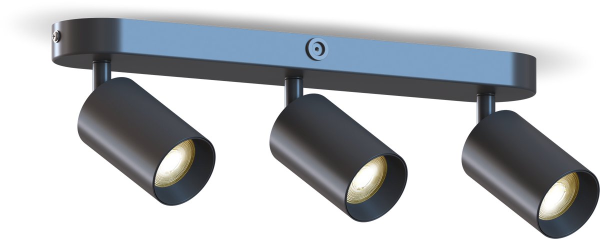 Calex plafondlamp - 3-lichts - opbouwspot - ovaal - zwart - goud