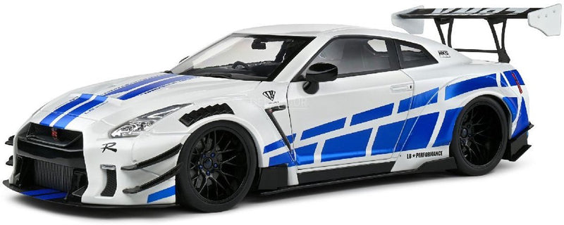 Solido Nissan GT-R (R35) w Liberty Walk kit de carrocería 2.0 '24, plata escala 1:18