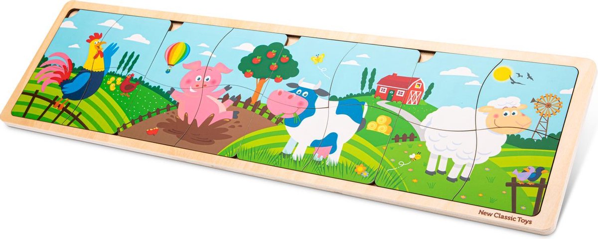 New classic toys ® rompecabezas de madera de granja - rompecabezas 4 en 1 - animales de granja - fsc