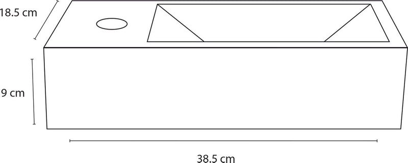 Fontana Differnz ravo - 38,5x18,5x9,5cm - 1 foro per rubinetto a sinistra - ceramica bianca