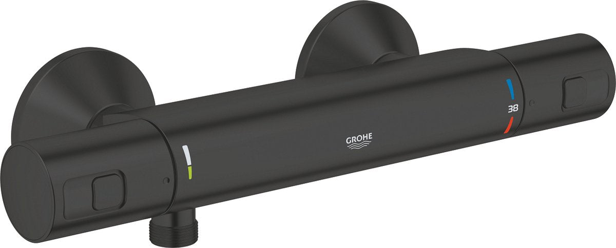 Rubinetto doccia termostatico Grohe Precision Start - 15 cm - risparmio idrico - raccordi inclusi - nero opaco