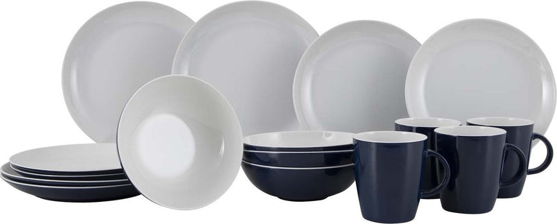 Stoviglie Gimex solid line - bianco blu - 16 pezzi