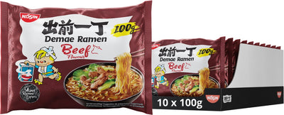 Nissin demae ramen - beef noodles bowl - instant noedels - 10 stuks