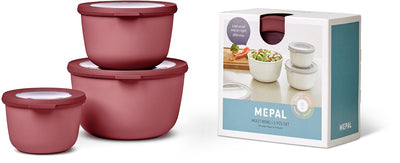 Mepal - set di contenitori per alimenti multiciotola Cirqula - 500 + 1000 + 2000 ml - rotondo - malva vivido