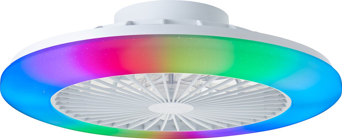 Brilliant salerno - plafondventilator - met verlichting - led 40w - wit en rgb kleuren - dimbaar - wit - zeer stil