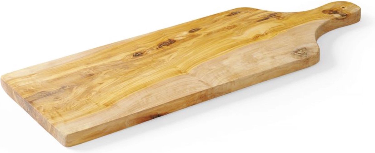 Tabla de servir Hendi con mango – madera de olivo – 600x200x18 mm – tradicional y única