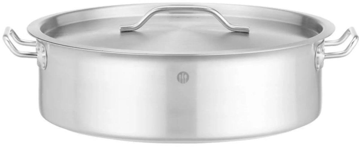 Hendi lage rvs kookpan 10,8 liter met deksel en gaten, ø 36 cm