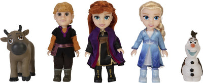 Jakks Disney Frozen 2 bambole piccole set regalo 5 pezzi 15 cm (Kristoff, Anna, Sven, Elsa, Olaf)